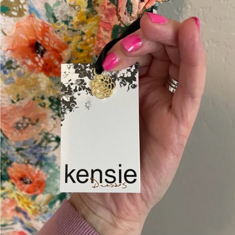 Kensie Eyelet Watercolor Floral 3/4 Sleeve Shift Dress - 8 - Picture 7 of 9
